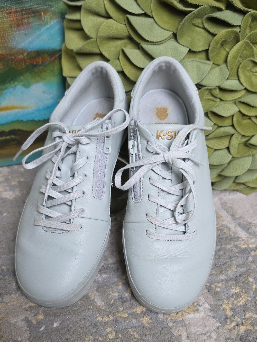 K-Swiss Women's Light Great Leather Lace &  Zip Court Sneakers Size 8